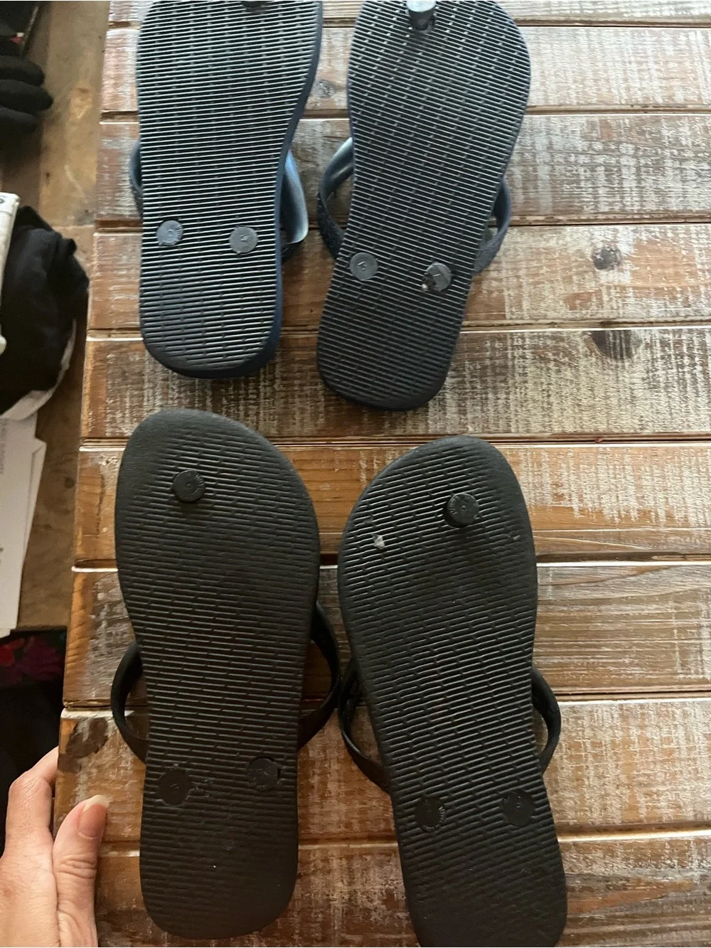 Havaianas Bundle-Black Pair with Gold Accent and Blue Patterned Pair